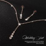 Unicra Bride Silver Bridal Necklace Earrings Set Crystal Wedding Jewelry Set Rhinestone Choker Necklace for Women and Girls (3 piece set - 2 earrings and 1 necklace) - Image 6